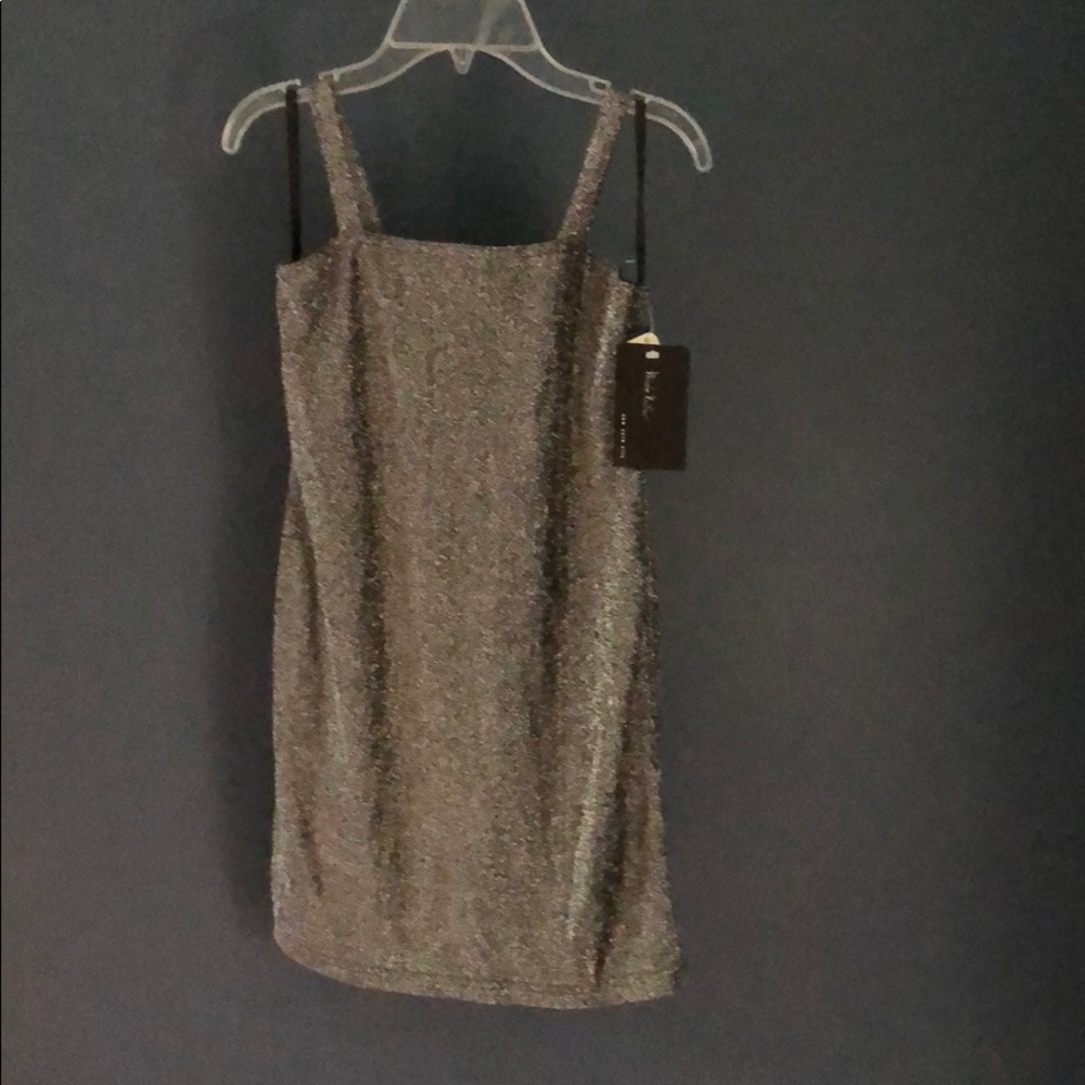 Girls Nicole Miller Silver Shimmer Party Dress